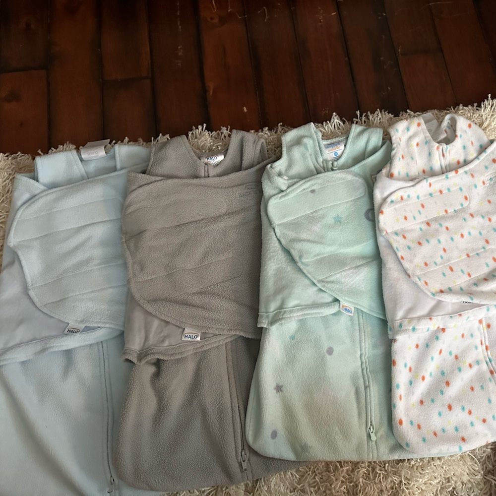 4 Newborn Fleece Halo Sleep Sacks